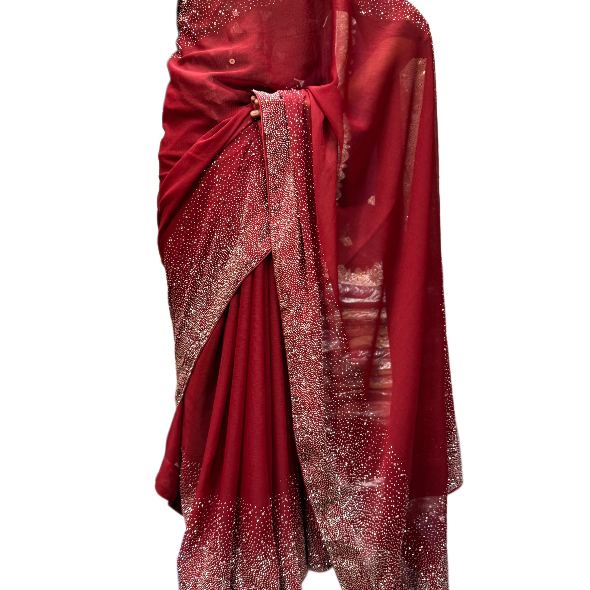 Choksi Border Chiffon Rhinestone Saree