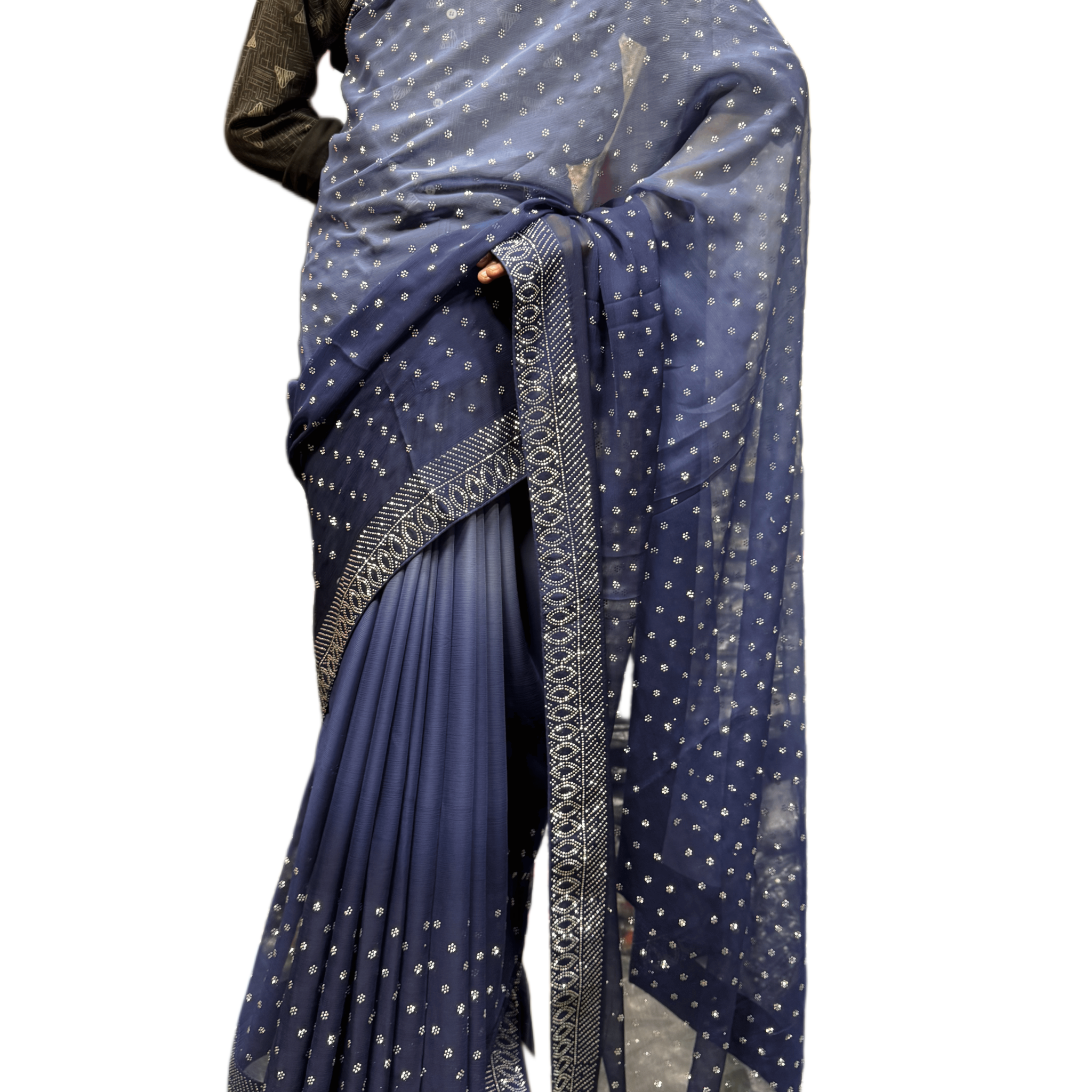 Chiffon Double Shade Rhinestone Saree