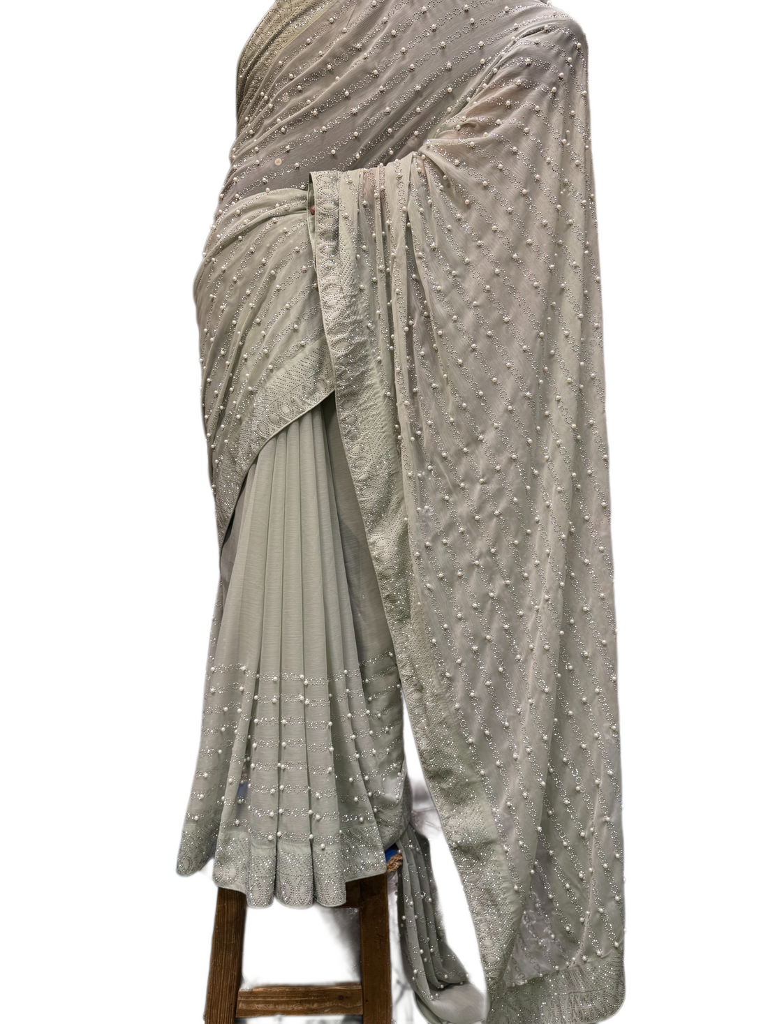 Crinkle Chiffon Pulse + Rhinestone Saree
