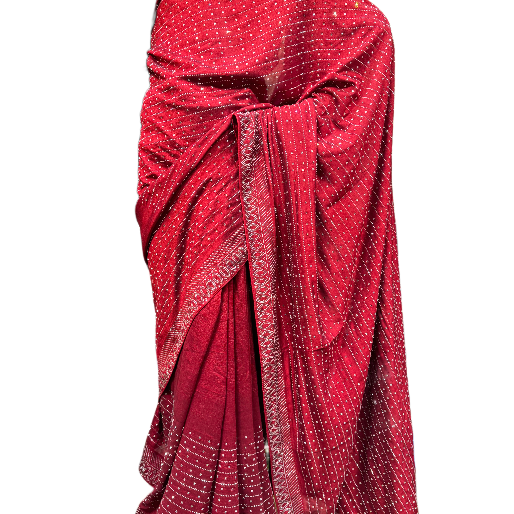 Raw Silk Crystal Line Saree