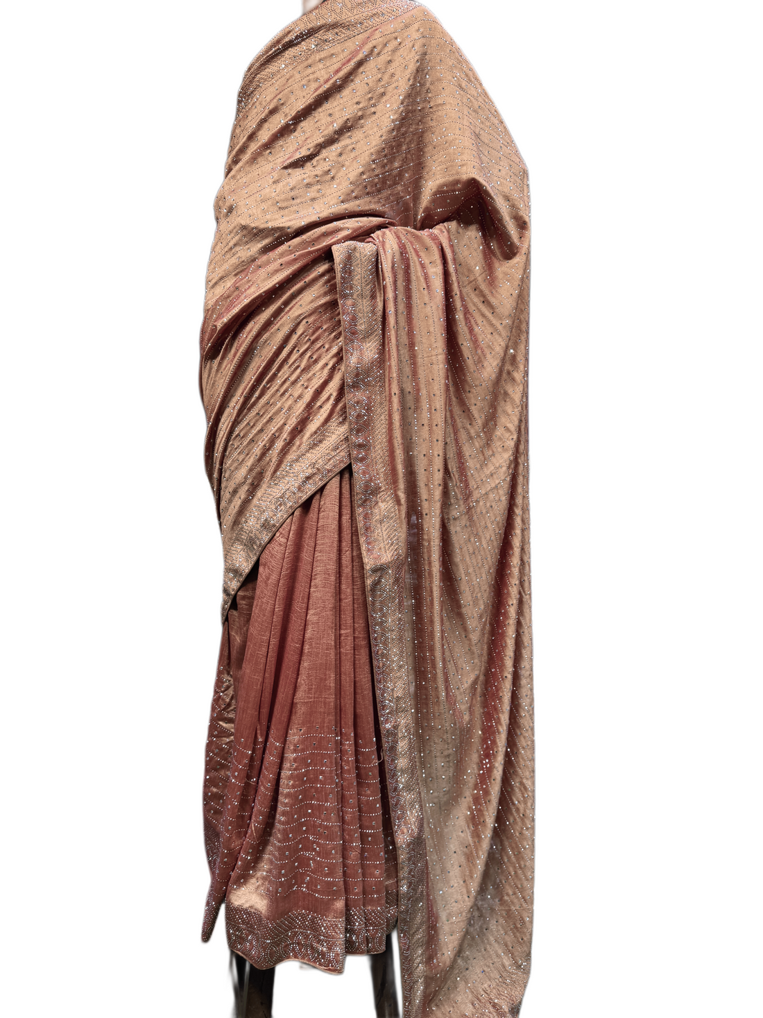 Raw Silk Crystal Line Saree