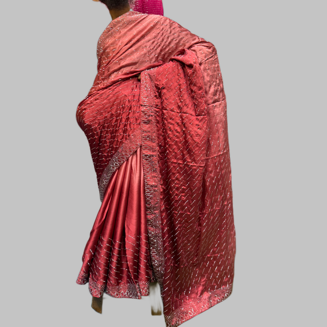 Shamoz Silk Double Shade Rhinestone Saree